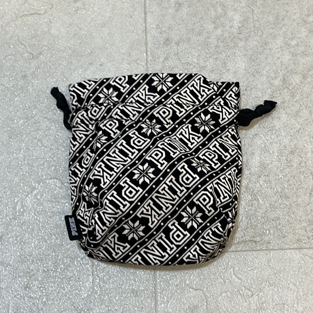Victoria's Secret PINK Black and White Patterned Drawstring Bag Small